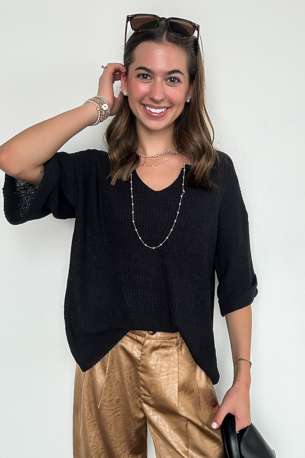 Leisurely Moments Notch Neck Comfy Knit Top - BACK IN STOCK - Madison and Mallory