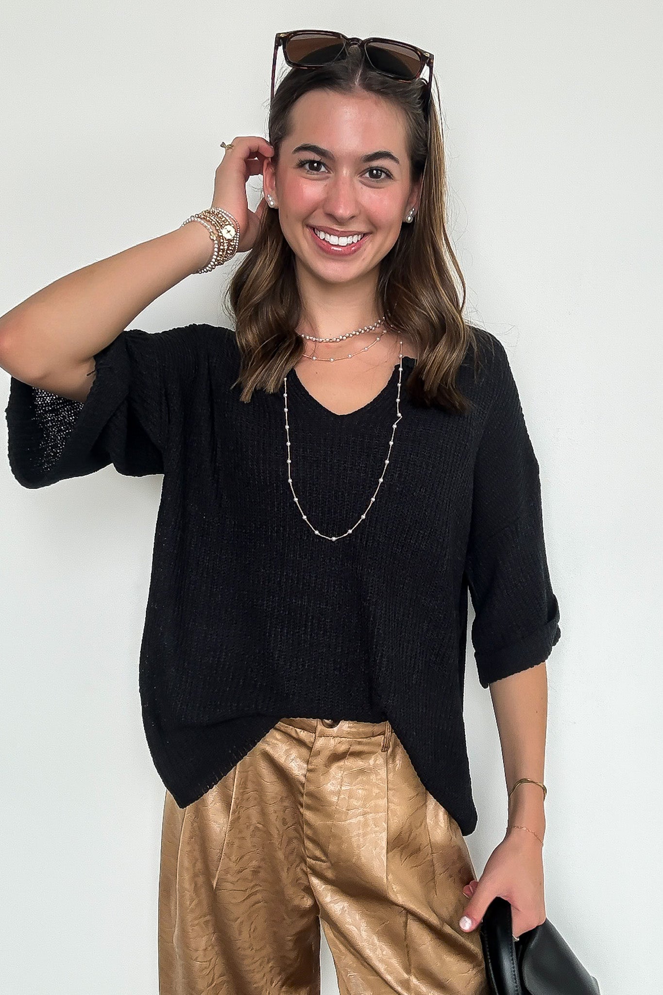 Leisurely Moments Notch Neck Comfy Knit Top - BACK IN STOCK - Madison and Mallory