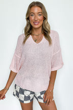 Leisurely Moments Notch Neck Comfy Knit Top - BACK IN STOCK - Madison and Mallory