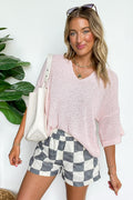 Blush / S Leisurely Moments Notch Neck Comfy Knit Top - BACK IN STOCK - Madison and Mallory