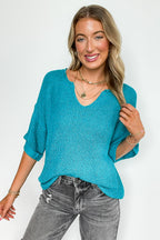 Leisurely Moments Notch Neck Comfy Knit Top - BACK IN STOCK - Madison and Mallory