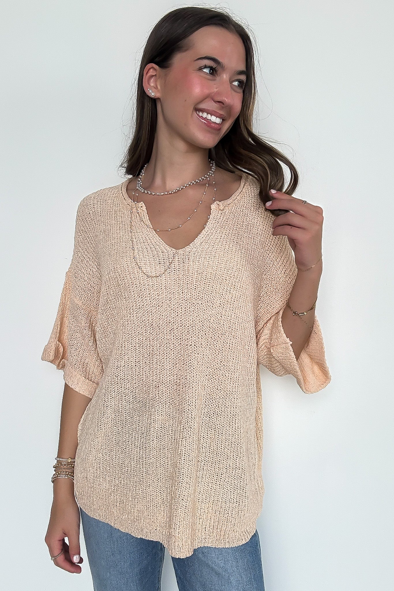 Leisurely Moments Notch Neck Comfy Knit Top - BACK IN STOCK - Madison and Mallory