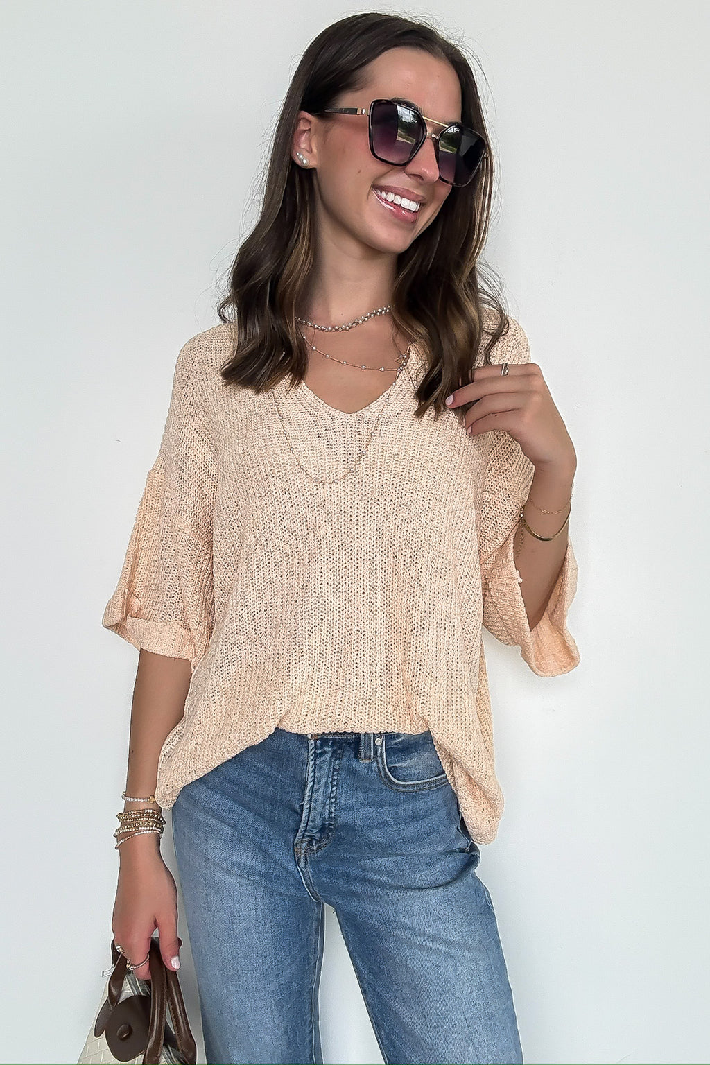 Leisurely Moments Notch Neck Comfy Knit Top - BACK IN STOCK - Madison and Mallory