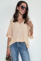 Leisurely Moments Notch Neck Comfy Knit Top - BACK IN STOCK - Madison and Mallory