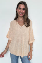 Leisurely Moments Notch Neck Comfy Knit Top - BACK IN STOCK