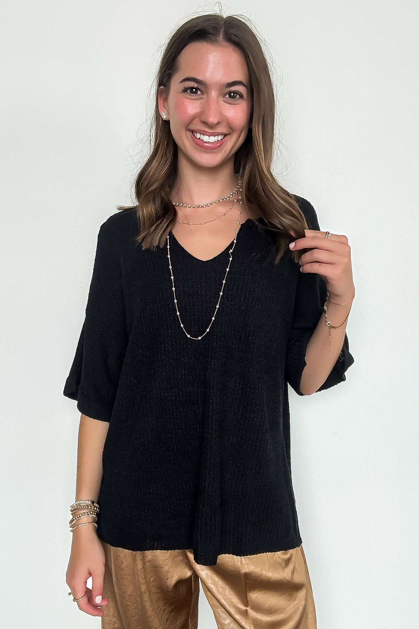 Leisurely Moments Notch Neck Comfy Knit Top - BACK IN STOCK - Madison and Mallory