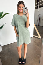  Leonia Short Sleeve Pocket T-Shirt Dress - BACK IN STOCK - Madison and Mallory