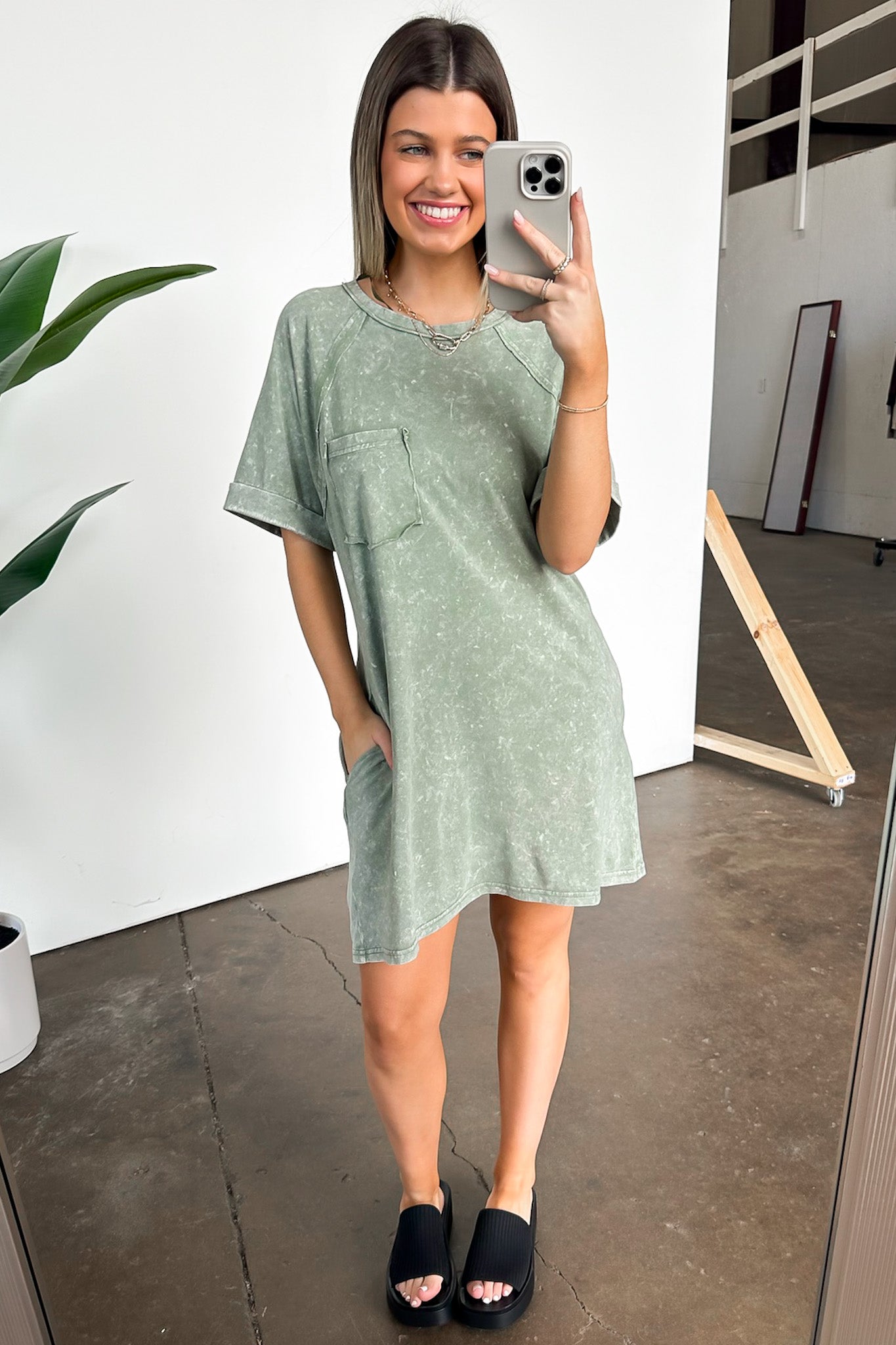  Leonia Short Sleeve Pocket T-Shirt Dress - BACK IN STOCK - Madison and Mallory