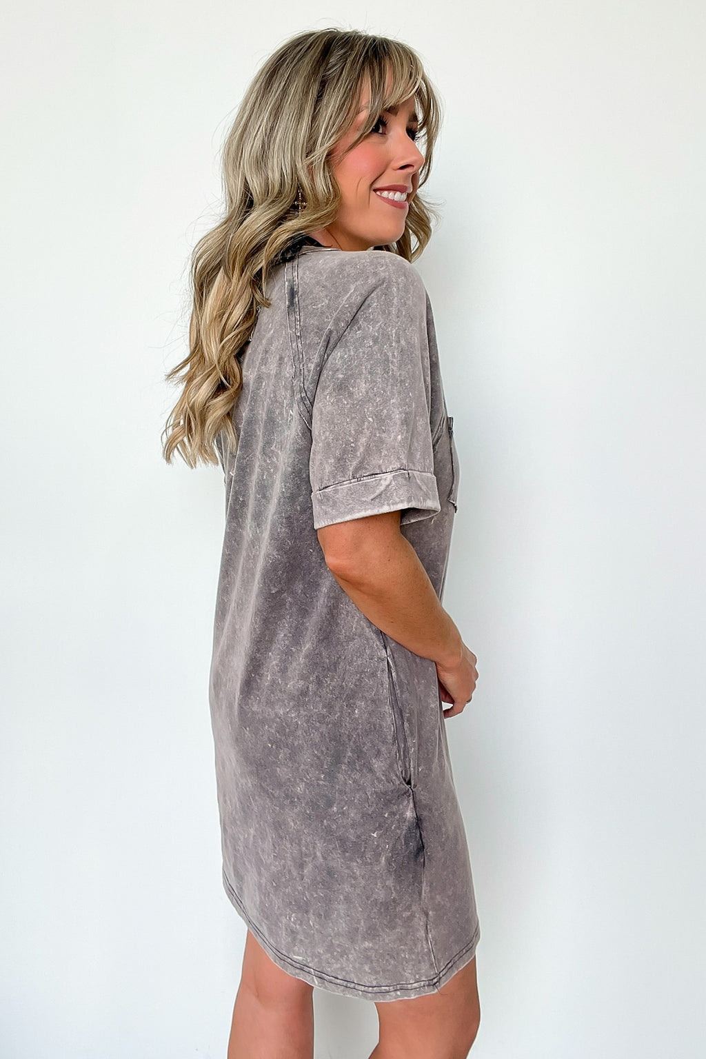  Leonia Short Sleeve Pocket T-Shirt Dress - BACK IN STOCK - Madison and Mallory