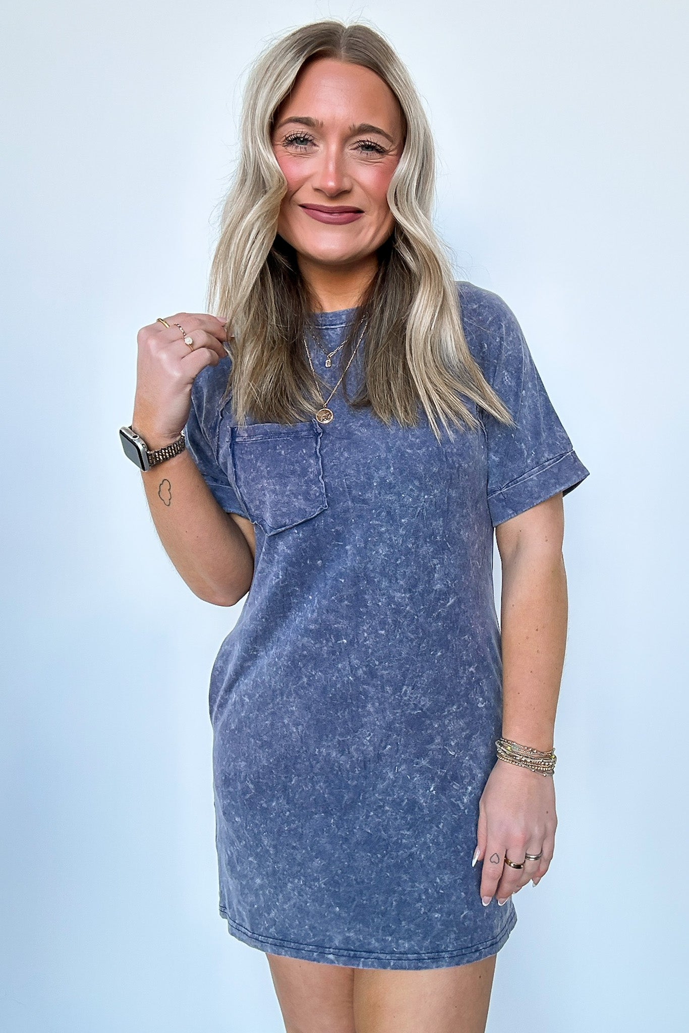  Leonia Short Sleeve Pocket T-Shirt Dress - BACK IN STOCK - Madison and Mallory