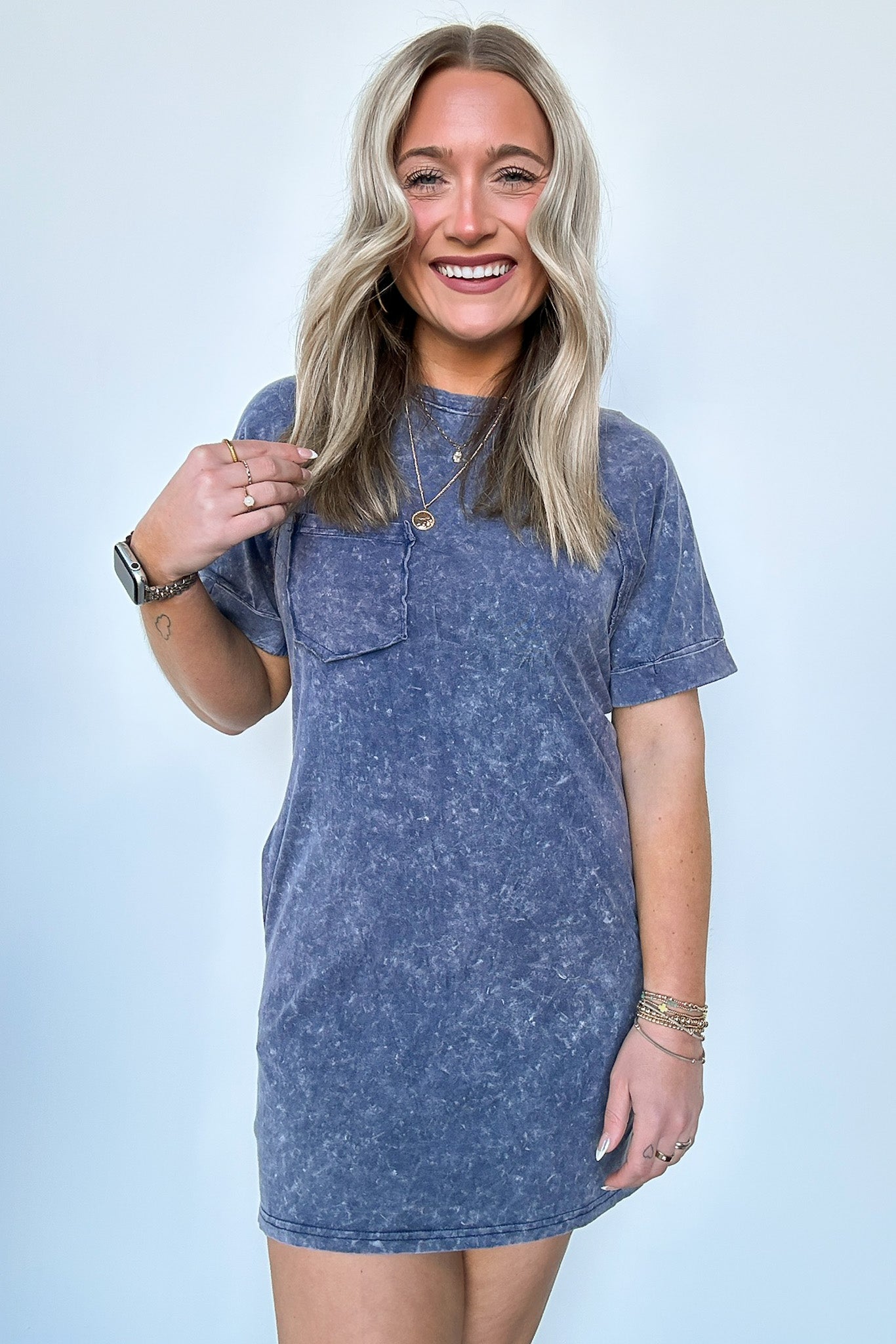  Leonia Short Sleeve Pocket T-Shirt Dress - BACK IN STOCK - Madison and Mallory