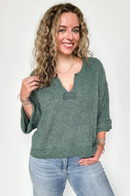 Leonie V-Neck Patch Knit Pullover - BACK IN STOCK
