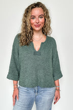 Leonie V-Neck Patch Knit Pullover - BACK IN STOCK - Madison and Mallory