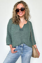 Leonie V-Neck Patch Knit Pullover - BACK IN STOCK - Madison and Mallory