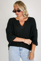 Leonie V-Neck Patch Knit Pullover - Madison and Mallory