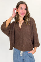 Leonie V-Neck Patch Knit Pullover - BACK IN STOCK