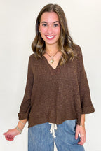 Leonie V-Neck Patch Knit Pullover - BACK IN STOCK