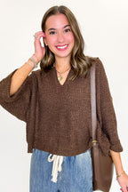 Leonie V-Neck Patch Knit Pullover - BACK IN STOCK