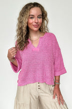 Leonie V-Neck Patch Knit Pullover - BACK IN STOCK - Madison and Mallory