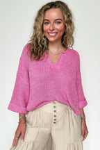Leonie V-Neck Patch Knit Pullover - BACK IN STOCK