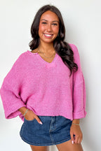 Leonie V-Neck Patch Knit Pullover - BACK IN STOCK
