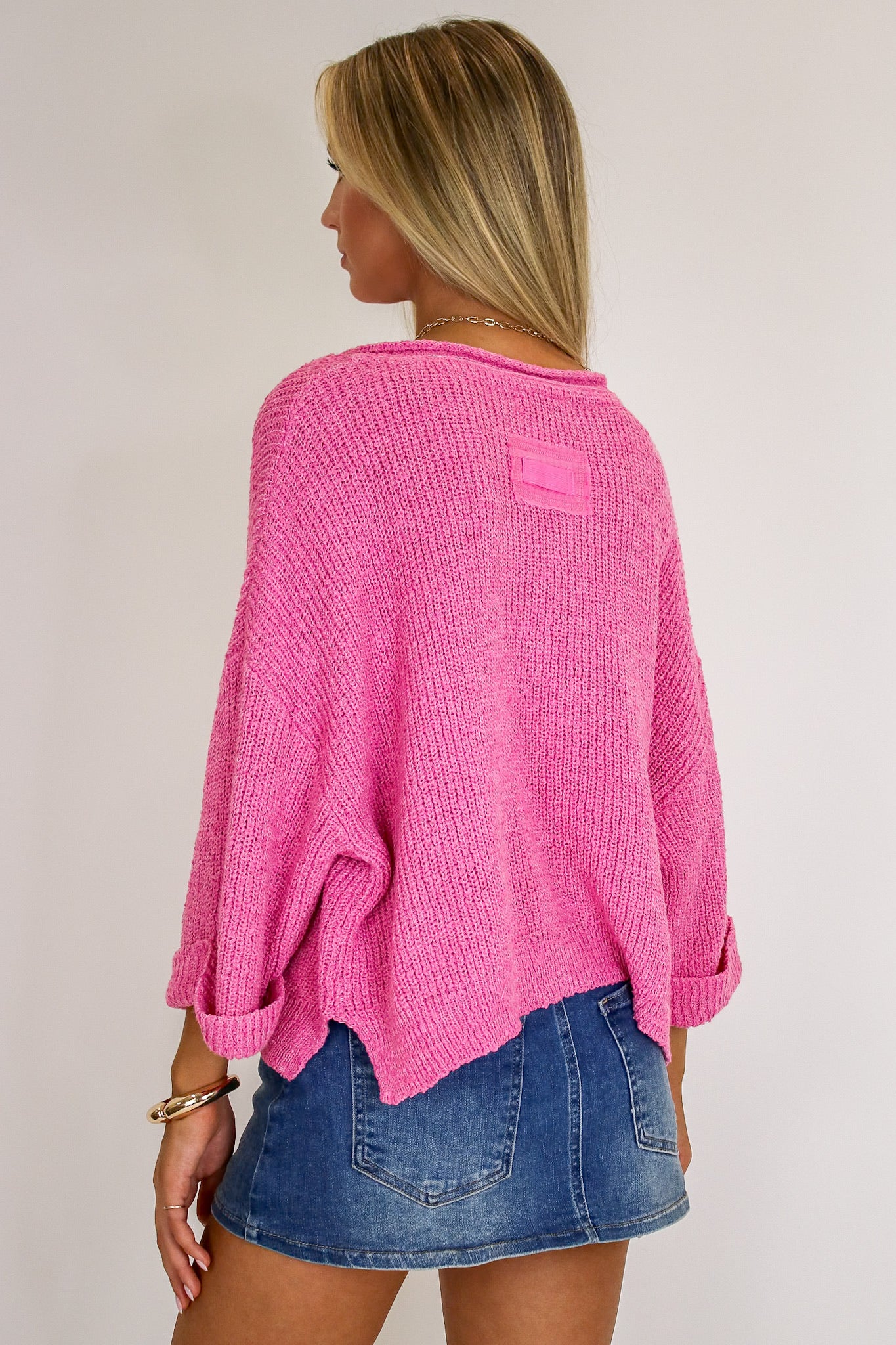 Leonie V-Neck Patch Knit Pullover - Madison and Mallory
