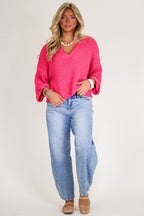 Leonie V-Neck Patch Knit Pullover - Madison and Mallory