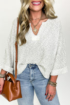 Leonie V-Neck Patch Knit Pullover - BACK IN STOCK - Madison and Mallory