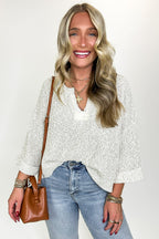 Leonie V-Neck Patch Knit Pullover - BACK IN STOCK - Madison and Mallory