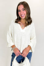 Leonie V-Neck Patch Knit Pullover - BACK IN STOCK