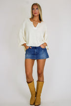 Leonie V-Neck Patch Knit Pullover - Madison and Mallory