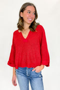 Ruby / SM Leonie V-Neck Patch Knit Pullover - BACK IN STOCK - Madison and Mallory