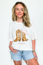 Let's Go Girls Boot Graphic Oversized Tee - FINAL SALE - Madison and Mallory