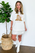 Let's Go Girls Boot Graphic Oversized Tee - FINAL SALE - Madison and Mallory