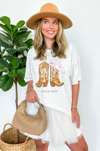 Let's Go Girls Boot Graphic Oversized Tee - FINAL SALE - Madison and Mallory