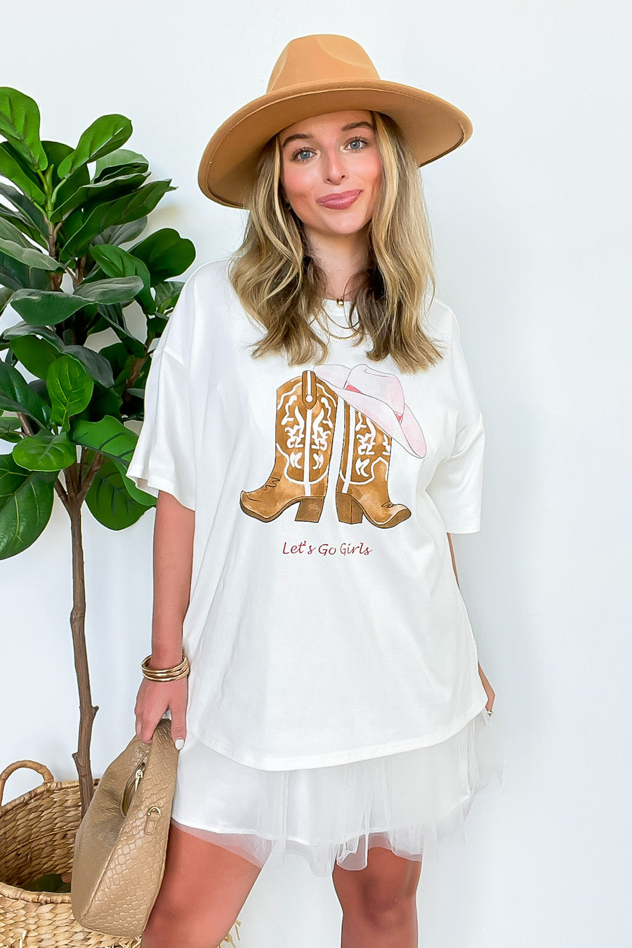 Let's Go Girls Boot Graphic Oversized Tee - Madison and Mallory