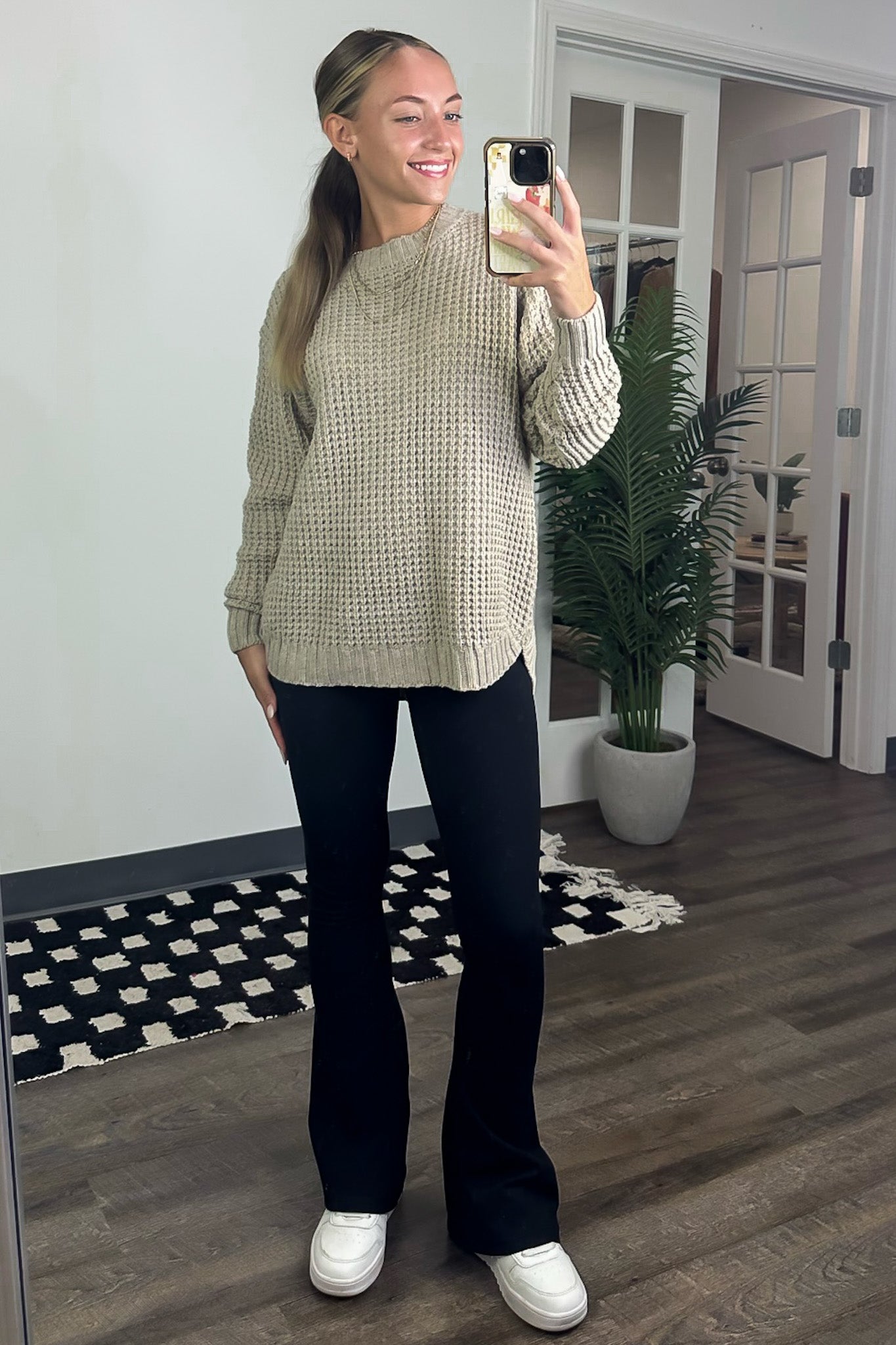 Lila High Low Waffle Knit Sweater - FINAL SALE - Madison and Mallory