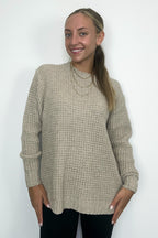 Heather Beige / S Lila High Low Waffle Knit Sweater - FINAL SALE - Madison and Mallory