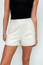 S / Cream Lilia Patterend Knit Tailored Hidden Zipper Shorts - FINAL SALE - Madison and Mallory