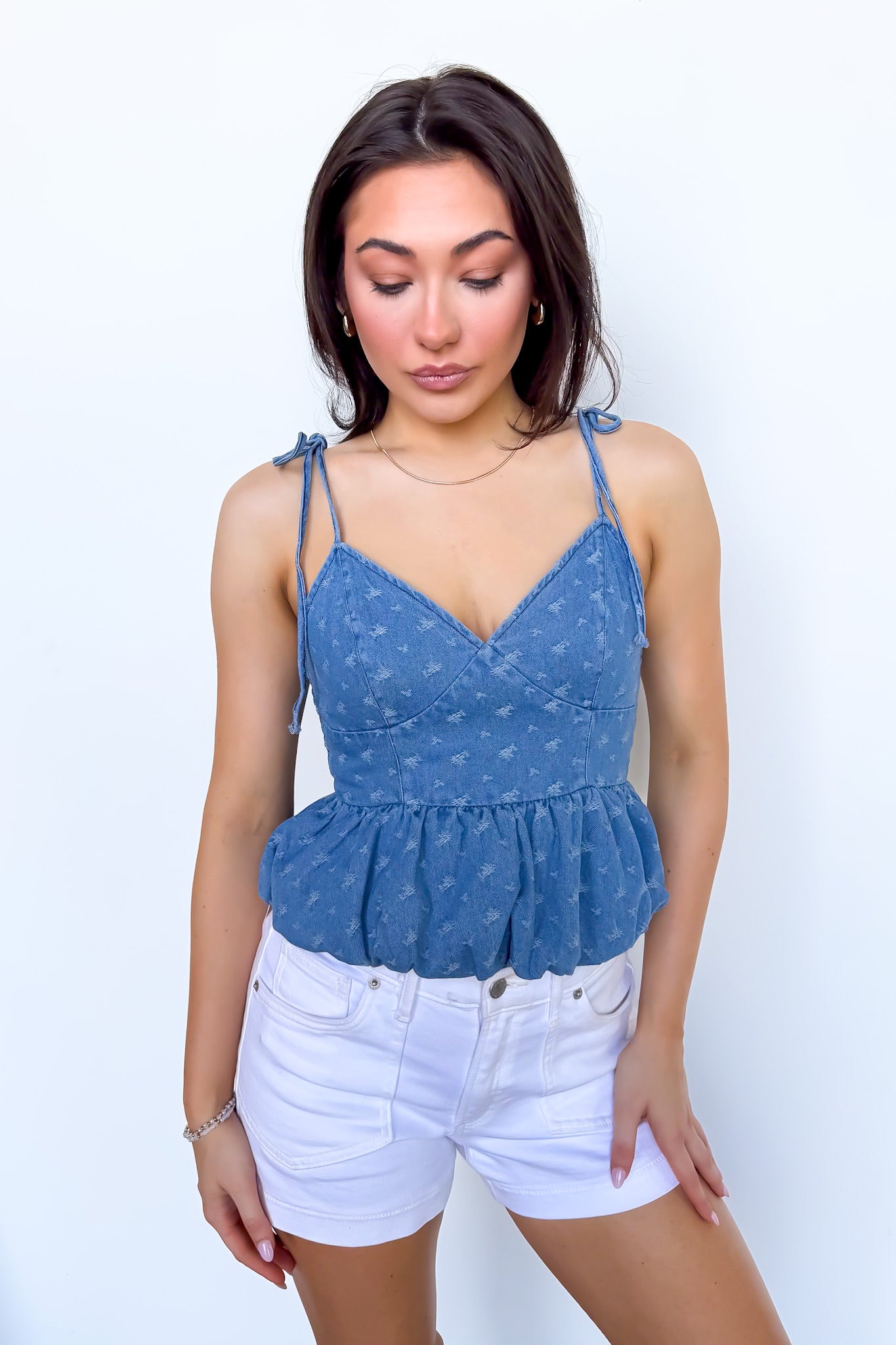 Lily Tie Strap Bubble Hem Top
