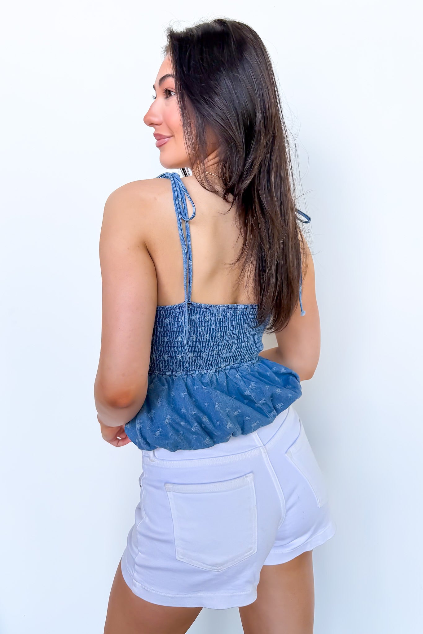 Lily Tie Strap Bubble Hem Top