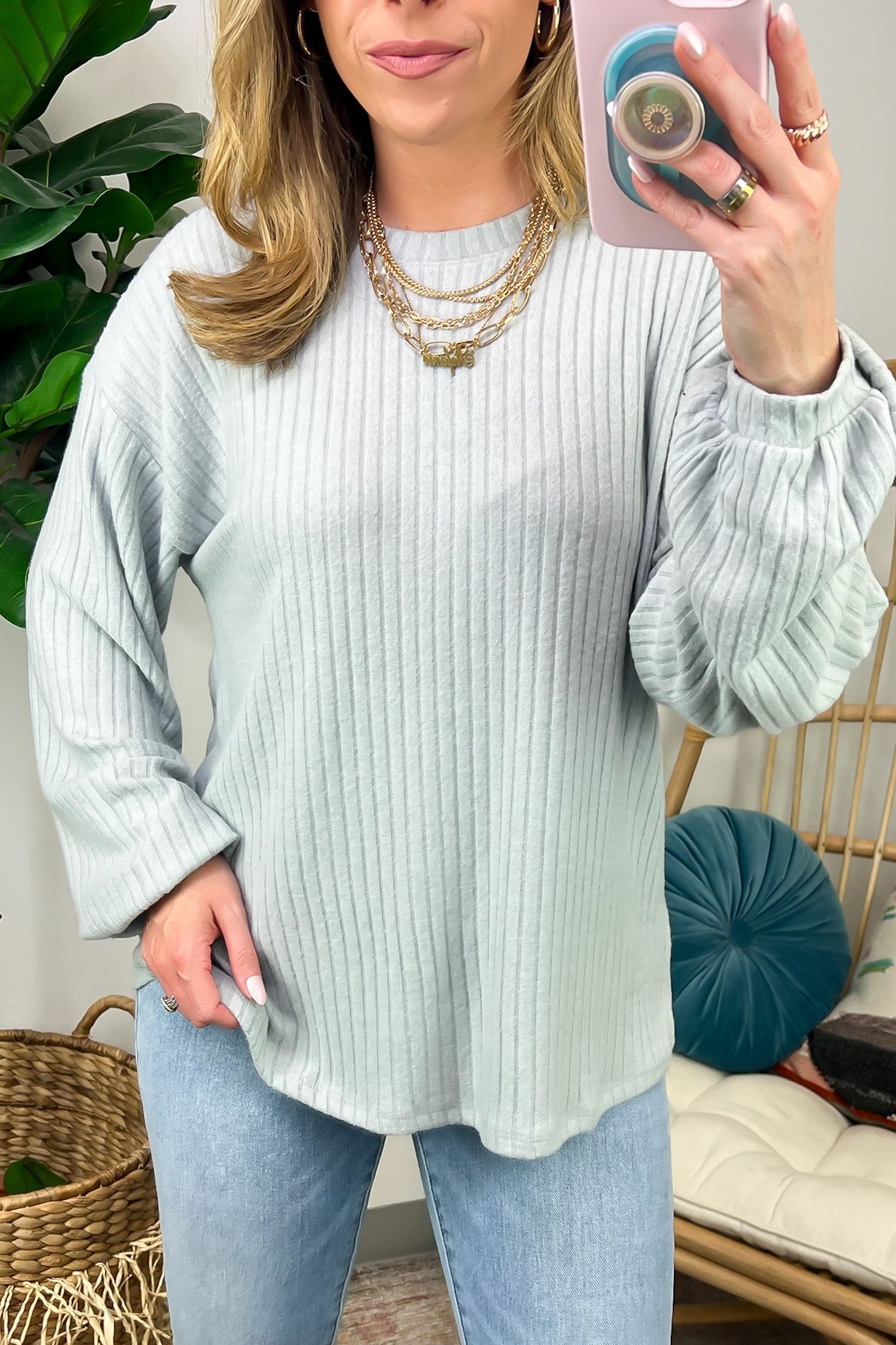  Lindyn Soft Rib Knit Long Sleeve Top - FINAL SALE - Madison and Mallory