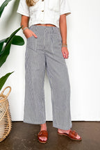 S / Navy Line Theory Pinstripe Pants - Madison and Mallory
