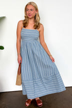 Linear Ease Striped Smocked Back Dress - Madison and Mallory