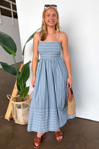 Linear Ease Striped Smocked Back Dress - Madison and Mallory