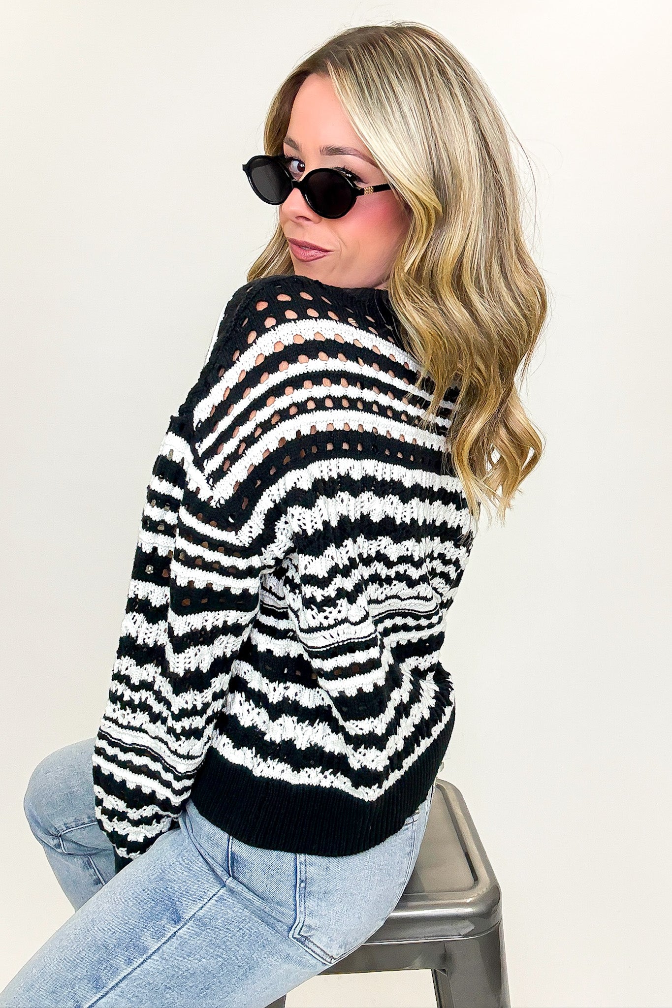Linear Layers Striped Knit Cardigan