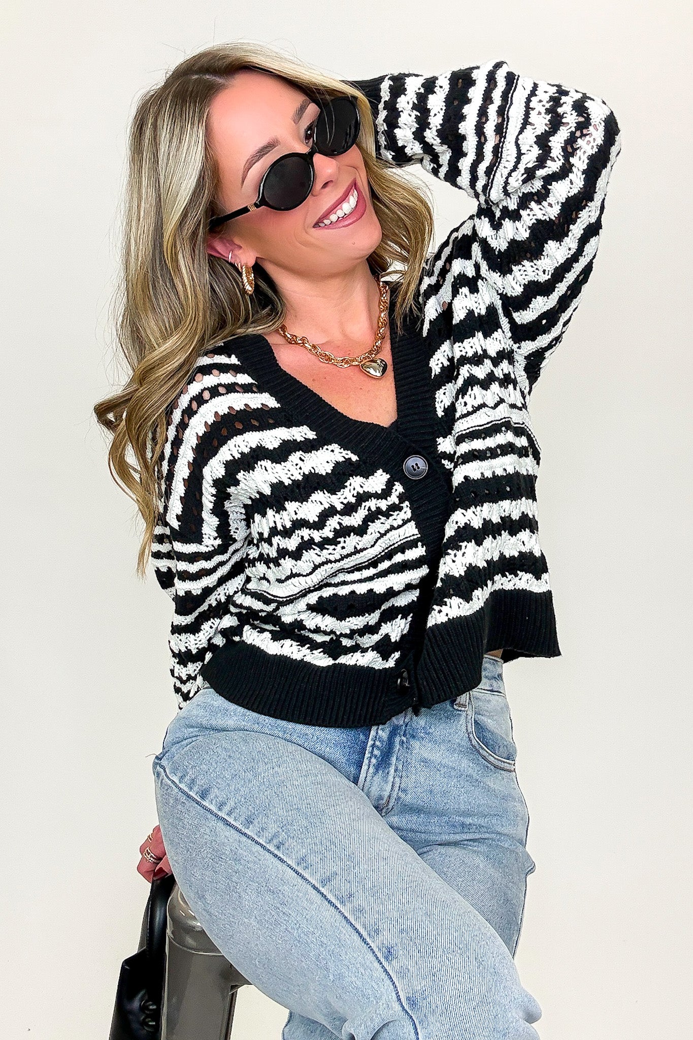 Linear Layers Striped Knit Cardigan