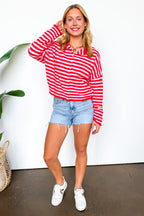 Linear Ease Button Front Striped Knit Cardigan Sweater - Madison and Mallory
