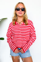 Linear Ease Button Front Striped Knit Cardigan Sweater - Madison and Mallory