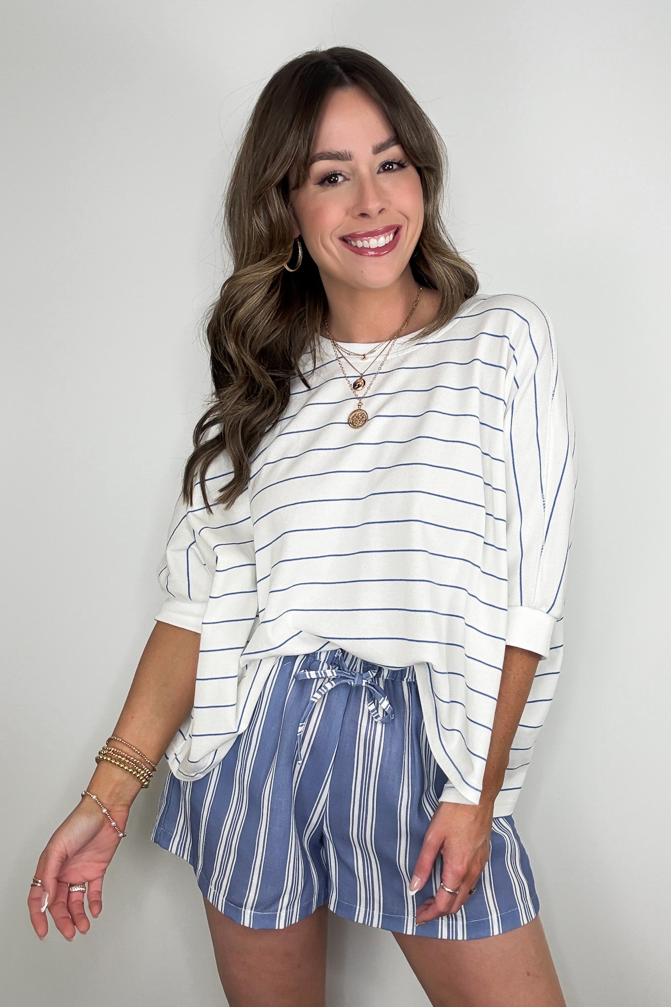Line by Line Striped Dolman Knit Top - - Madison and Mallory